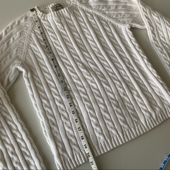 Vintage L.L. Bean 100% cotton white cable knit sweater, size small - Picture 6 of 7